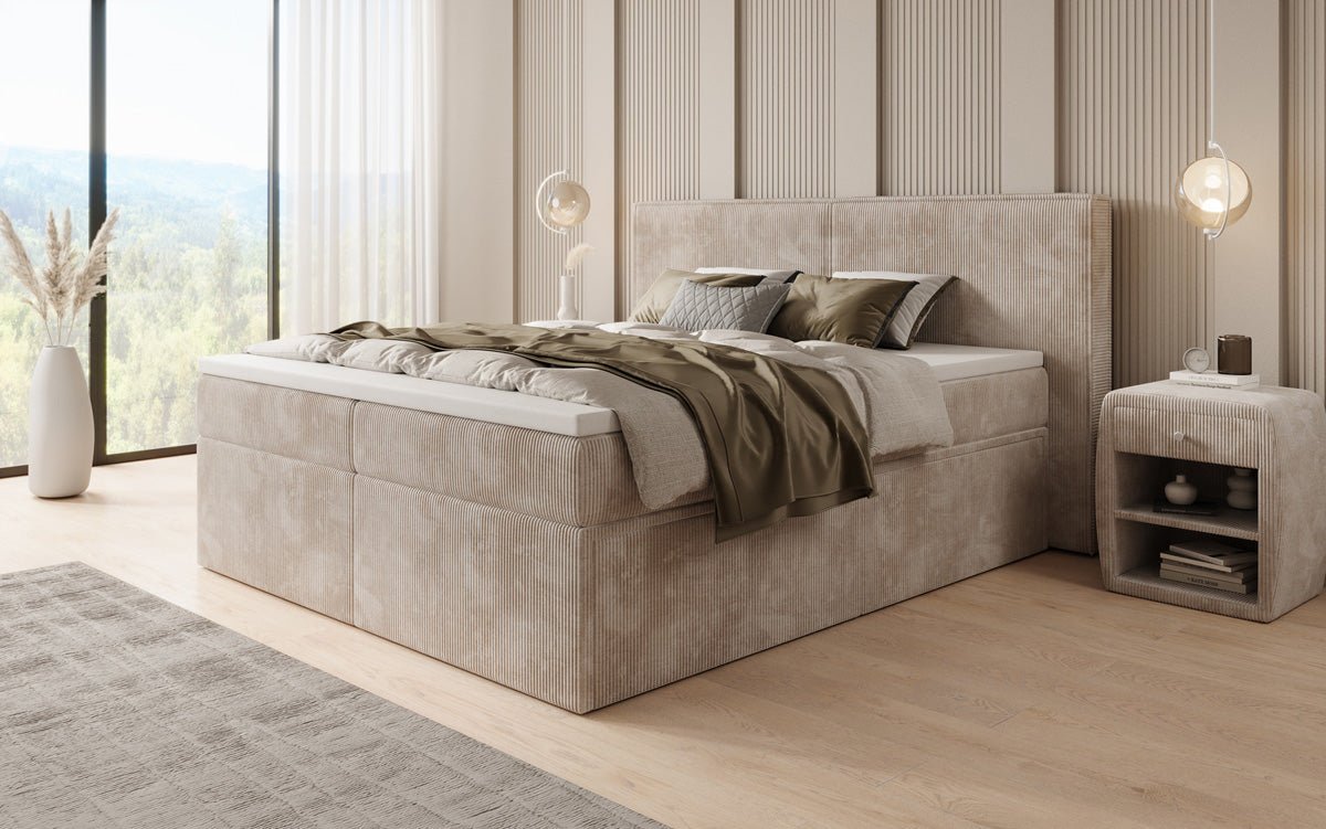 Boxspringbett Ophelia mit Schubladen in Cord