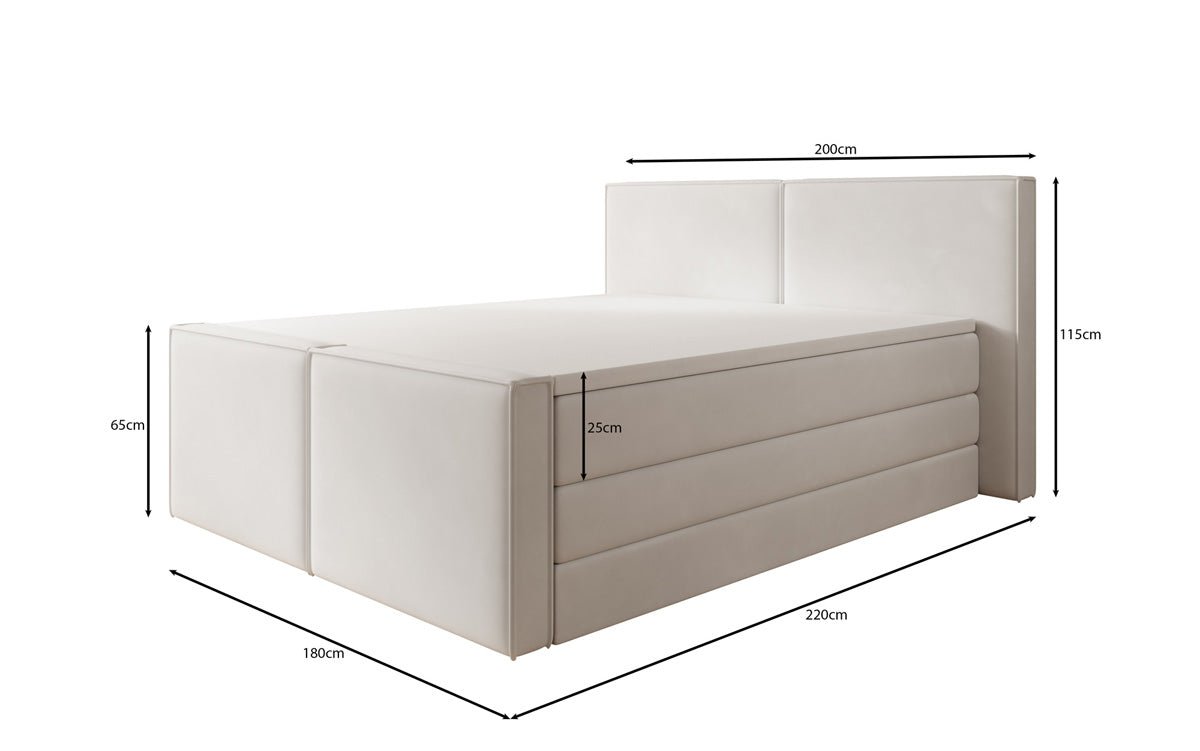 Boxspringbett Ophelia II mit hochklappbarem Stauraum in Samt