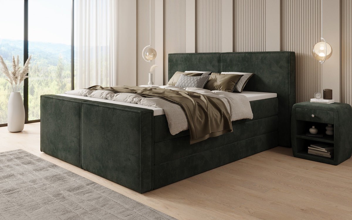 Boxspringbett Ophelia II mit hochklappbarem Stauraum in Cord