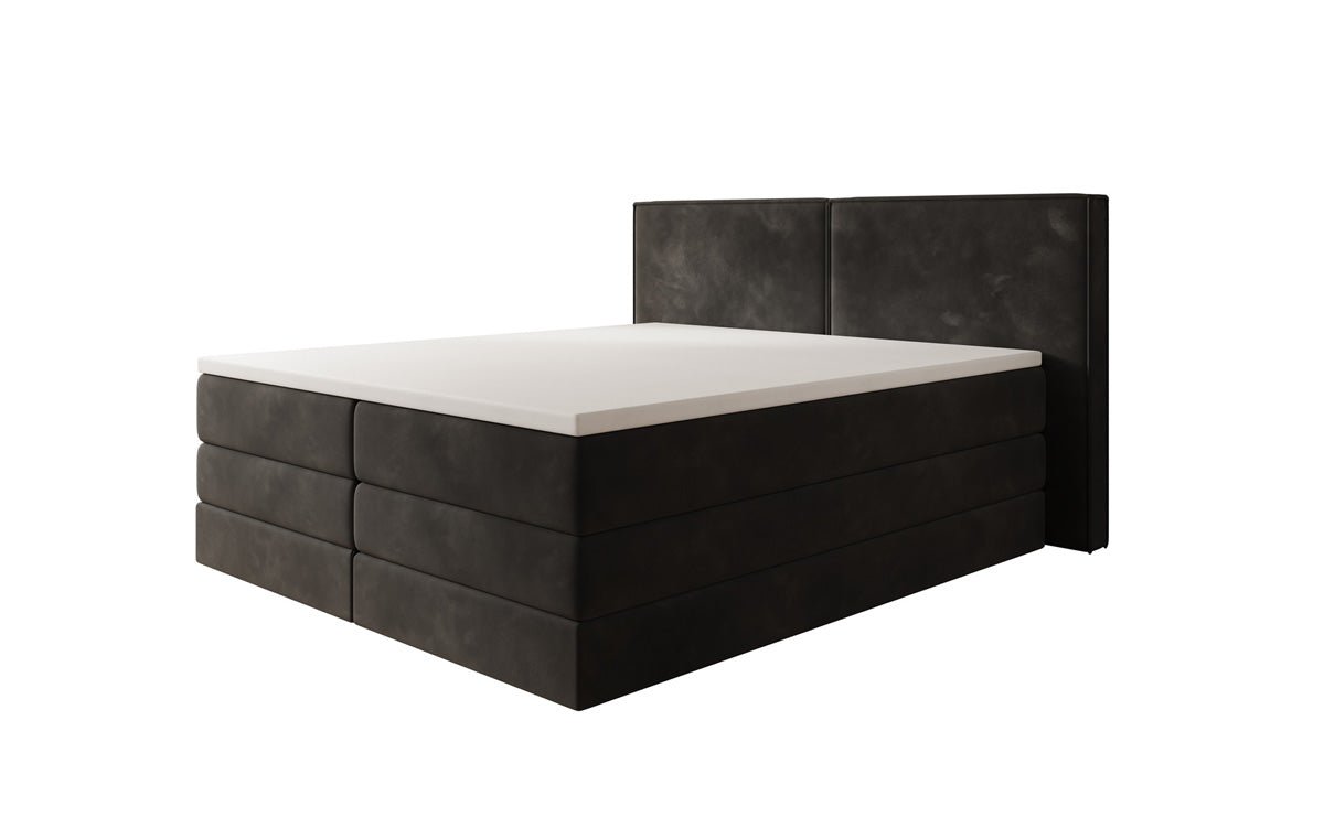 Boxspringbett Ophelia mit hochklappbarem Stauraum in Samt