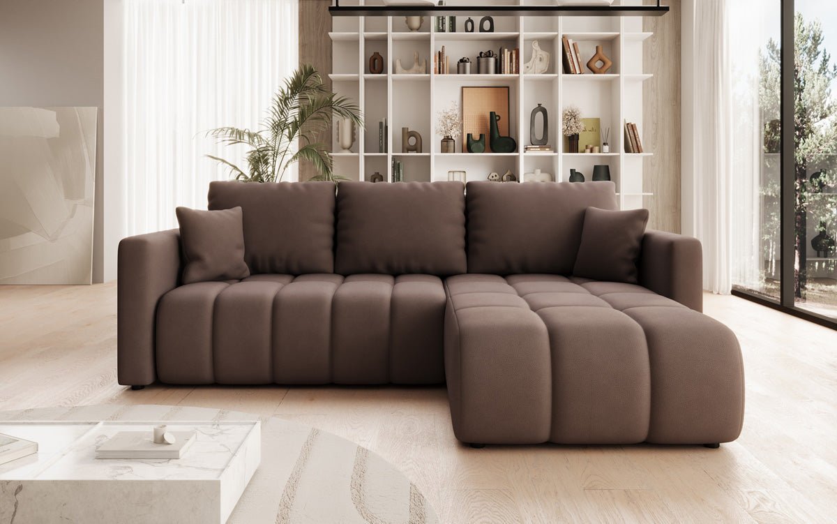 Designer Sofa Beatrice L mit Schlaf- und Klappfunktion in Stoff