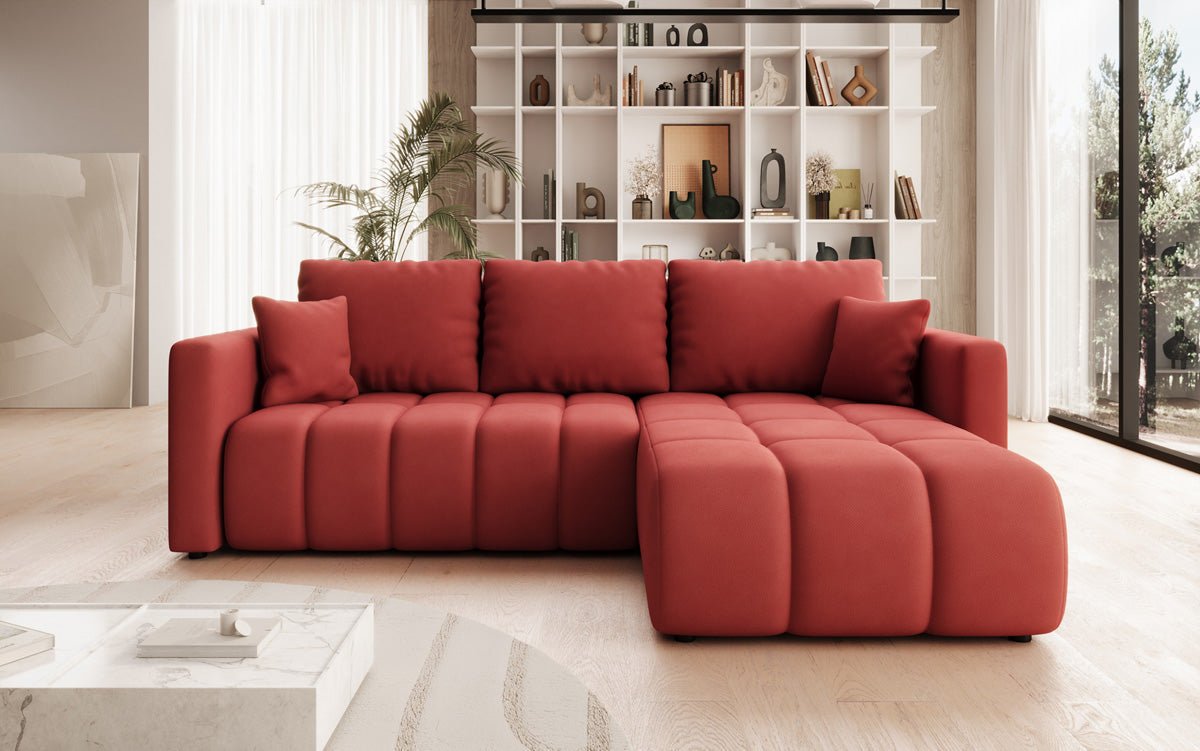 Designer Sofa Beatrice L mit Schlaf- und Klappfunktion in Stoff