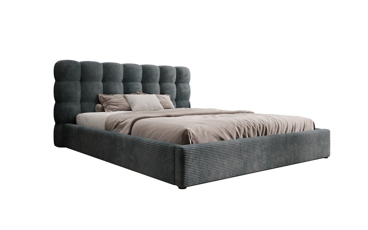 Designer Polsterbett Calivo in Cord mit Stauraum