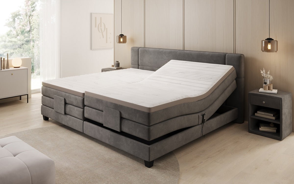 Familien Boxspringbett Noela 220/240x200 elektrisch verstellbar in Samt
