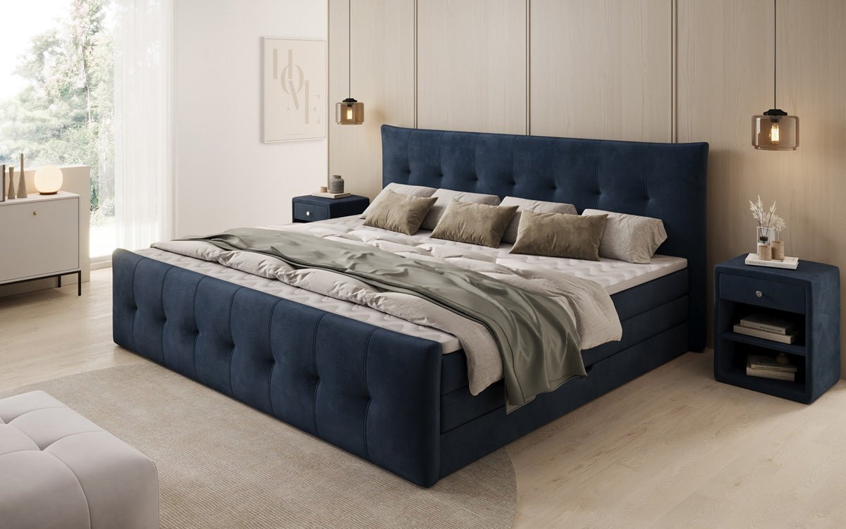 Familien Boxspringbett Valenza – 220/240x200 mit Stauraum in Samt