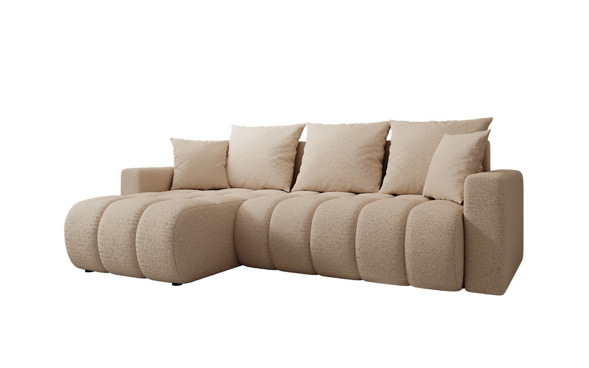 Designer Sofa Giulio L mit Schlaf- und Klappfunktion in Bouclé