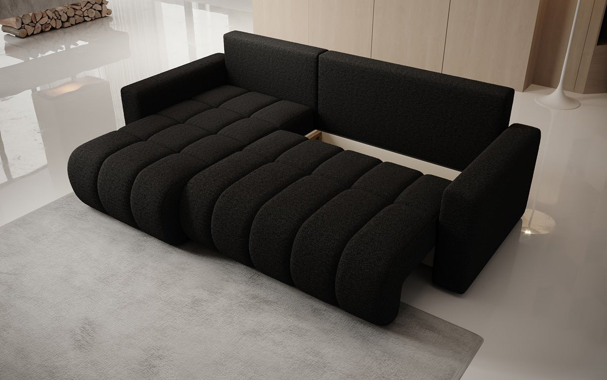 Designer Sofa Giulio L mit Schlaf- und Klappfunktion in Bouclé