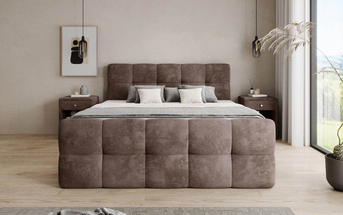 Boxspringbett Cozy in Cord mit Stauraum