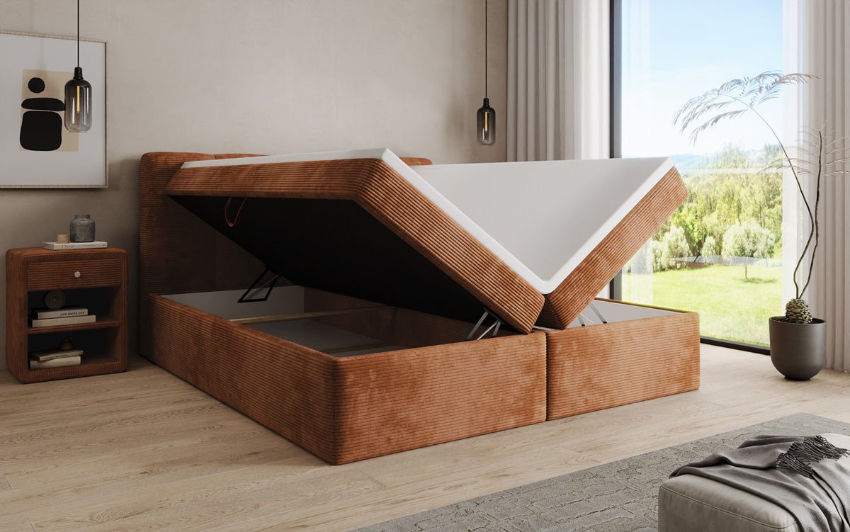 Boxspringbett Cozy II in Cord mit Stauraum