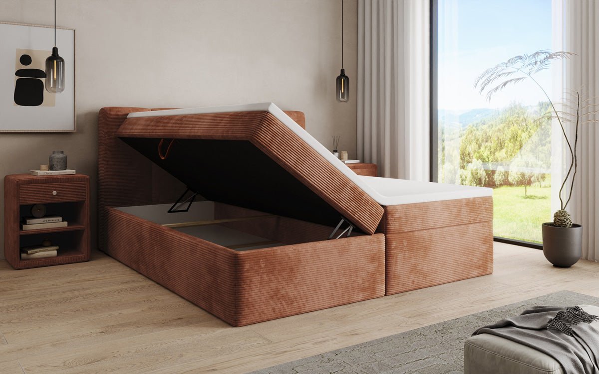 Boxspringbett Cozy II in Cord mit Stauraum