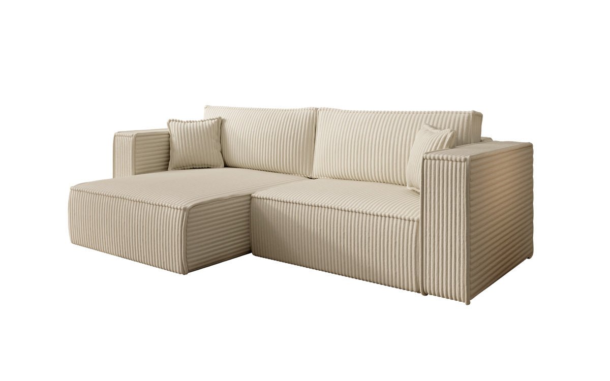 Designer Sofa Paris in breitem Cord mit Schlaf- und Klappfunktion