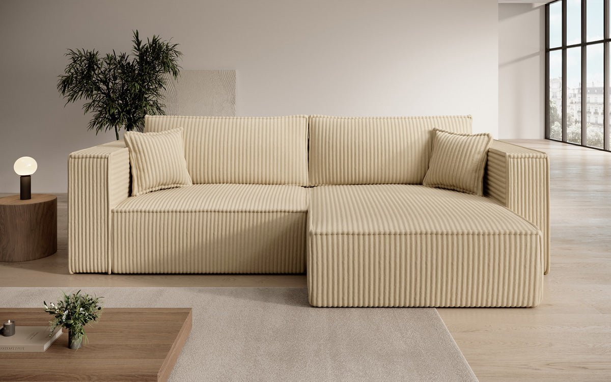 Designer Sofa Paris in breitem Cord mit Schlaf- und Klappfunktion