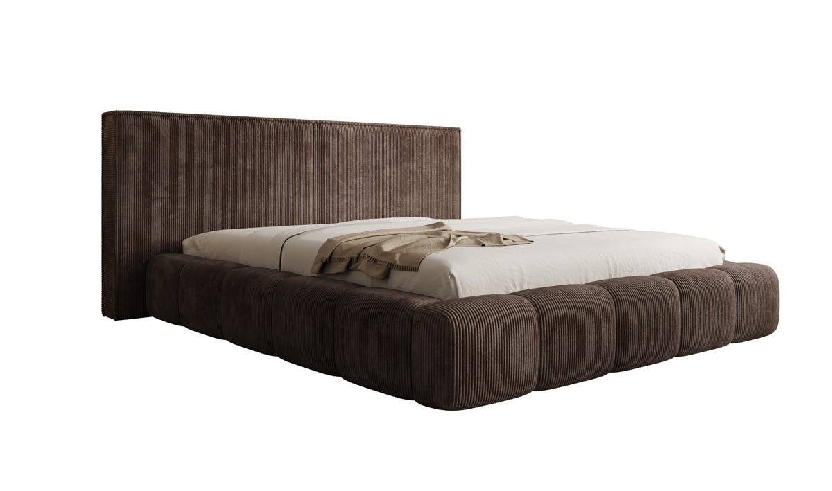 Designer Polsterbett Elise in Cord mit Stauraum