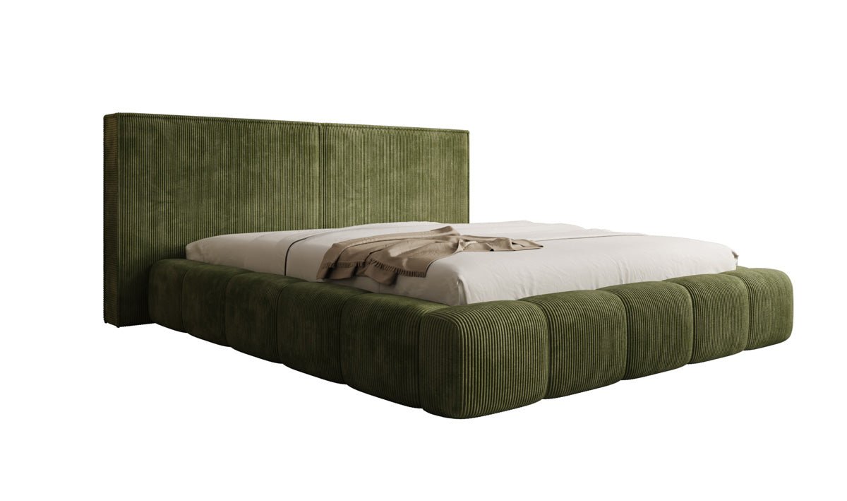 Designer Polsterbett Elise in Cord mit Stauraum