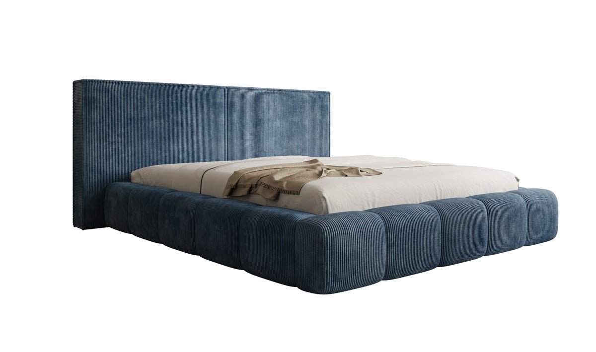Designer Polsterbett Elise in Cord mit Stauraum