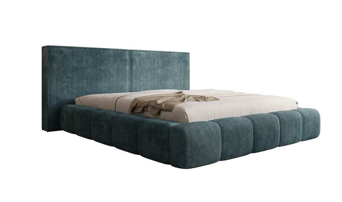 Designer Polsterbett Elise in Cord mit Stauraum