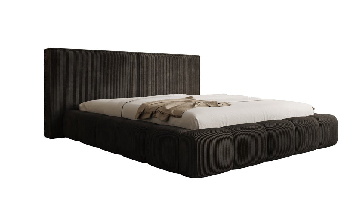 Designer Polsterbett Elise in Cord mit Stauraum