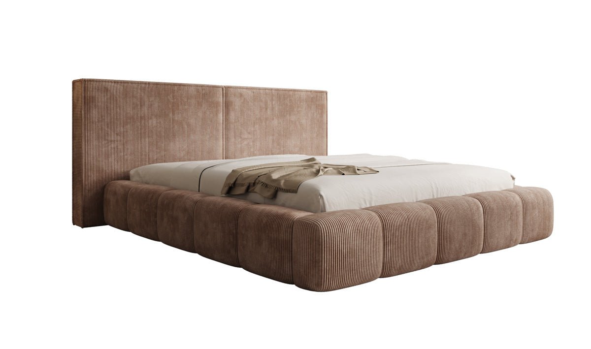 Designer Polsterbett Elise in Cord mit Stauraum