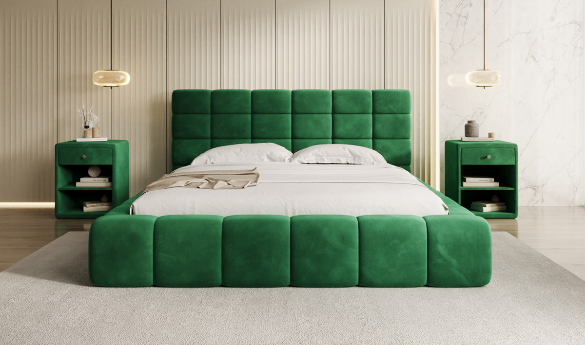 Designer Polsterbett Marshmallow in Samt mit Stauraum