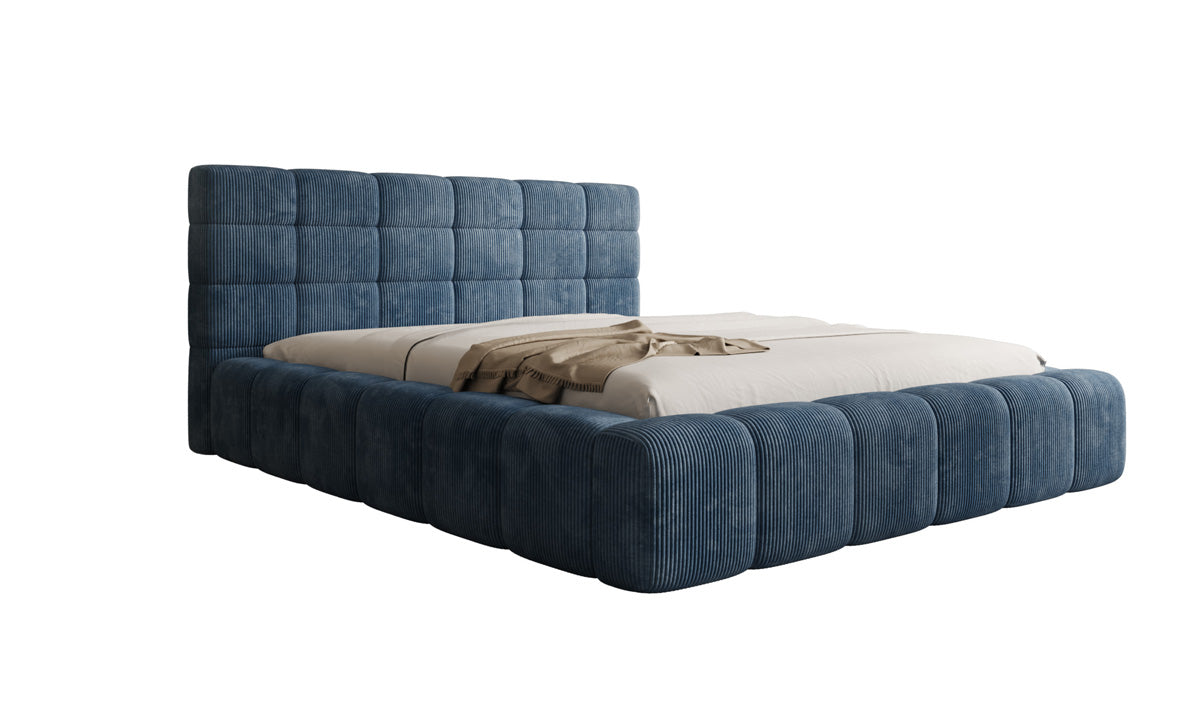 Designer Polsterbett Marshmallow in Cord mit Stauraum