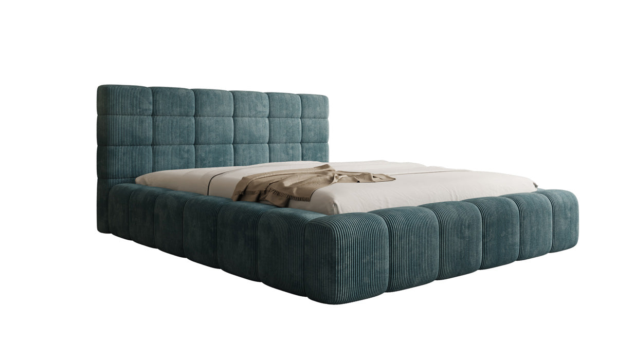 Designer Polsterbett Marshmallow in Cord mit Stauraum