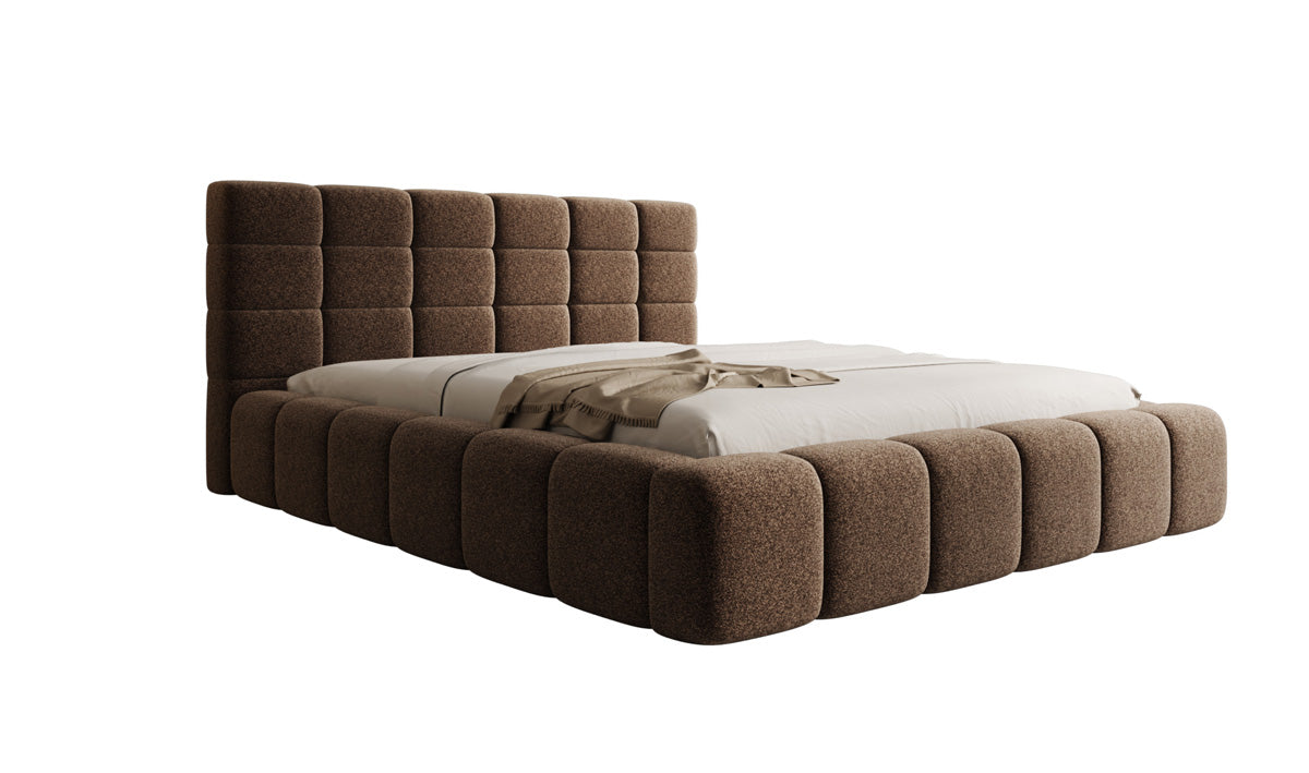 Designer Polsterbett Marshmallow in Strukturstoff mit Stauraum