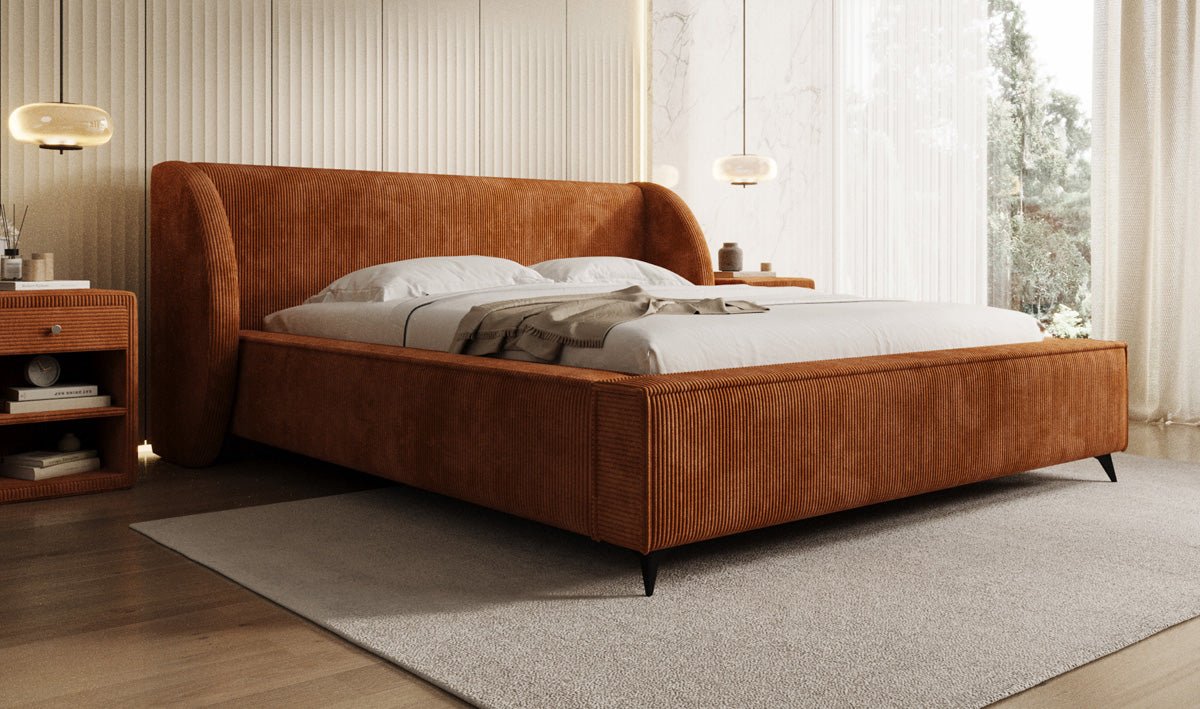 Designer Polsterbett Freya Cord mit Stauraum