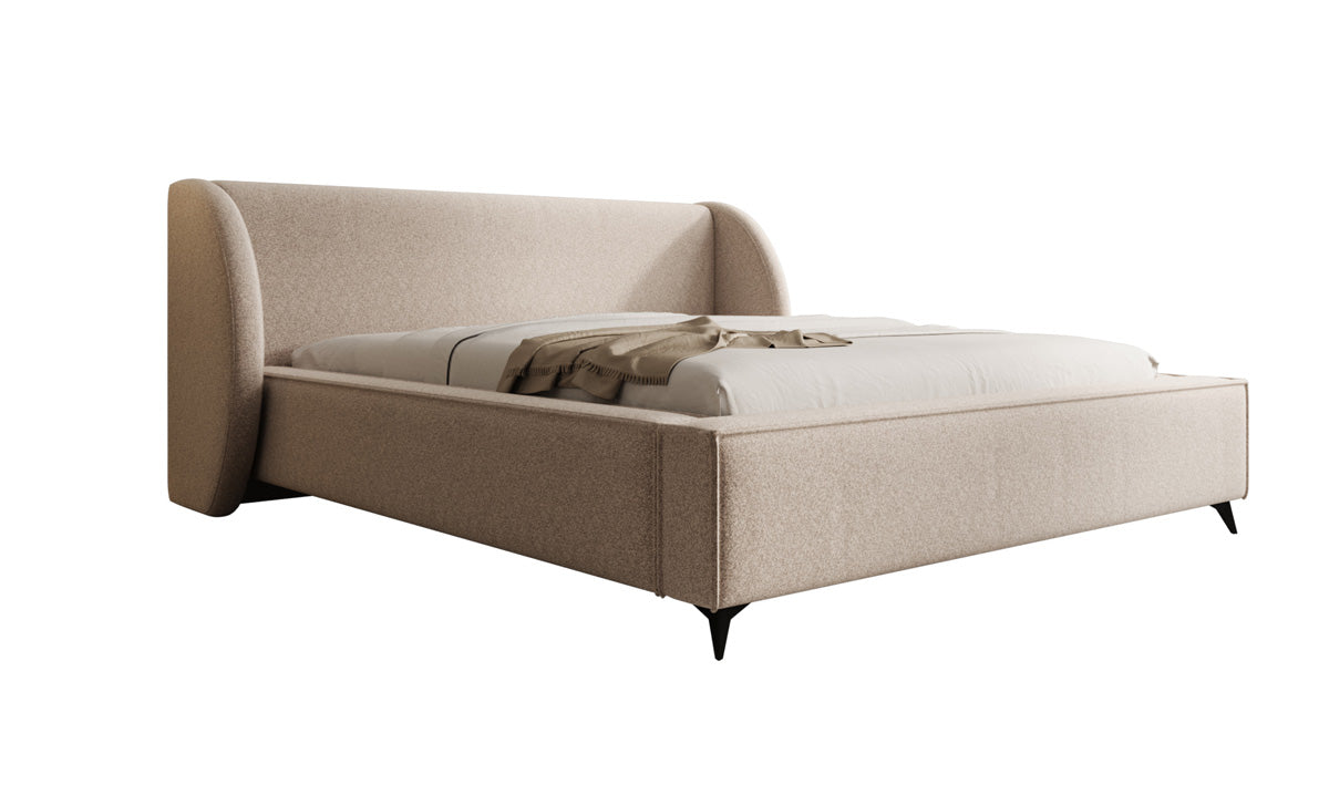 Designer Polsterbett Freya in Strukturstoff mit Stauraum