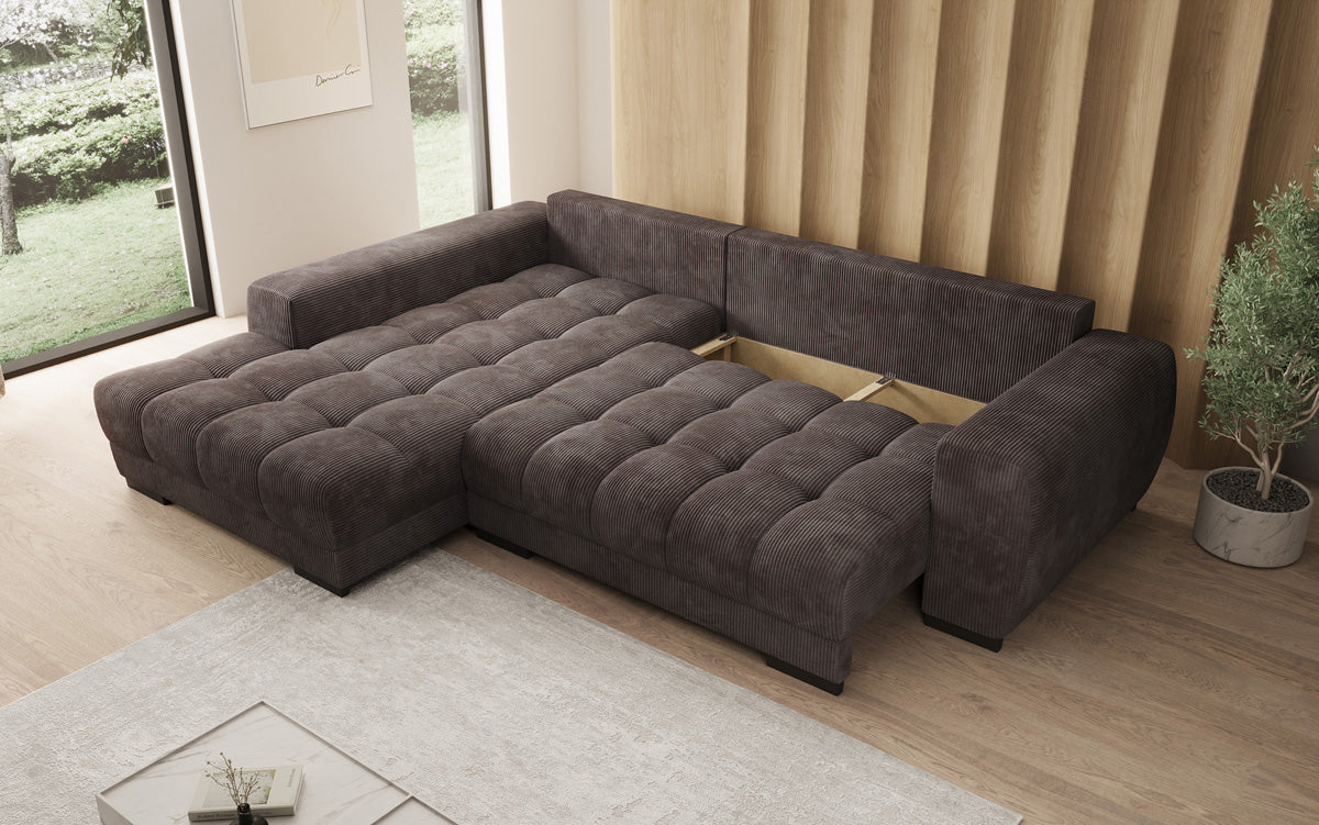 Designer Sofa Balu mit Schlaffunktion und Stauraum in Cord