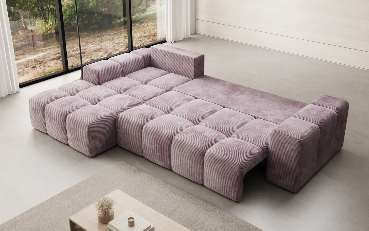Designer Sofa Aila mit Schlaf- und Klappfunktion in Cord