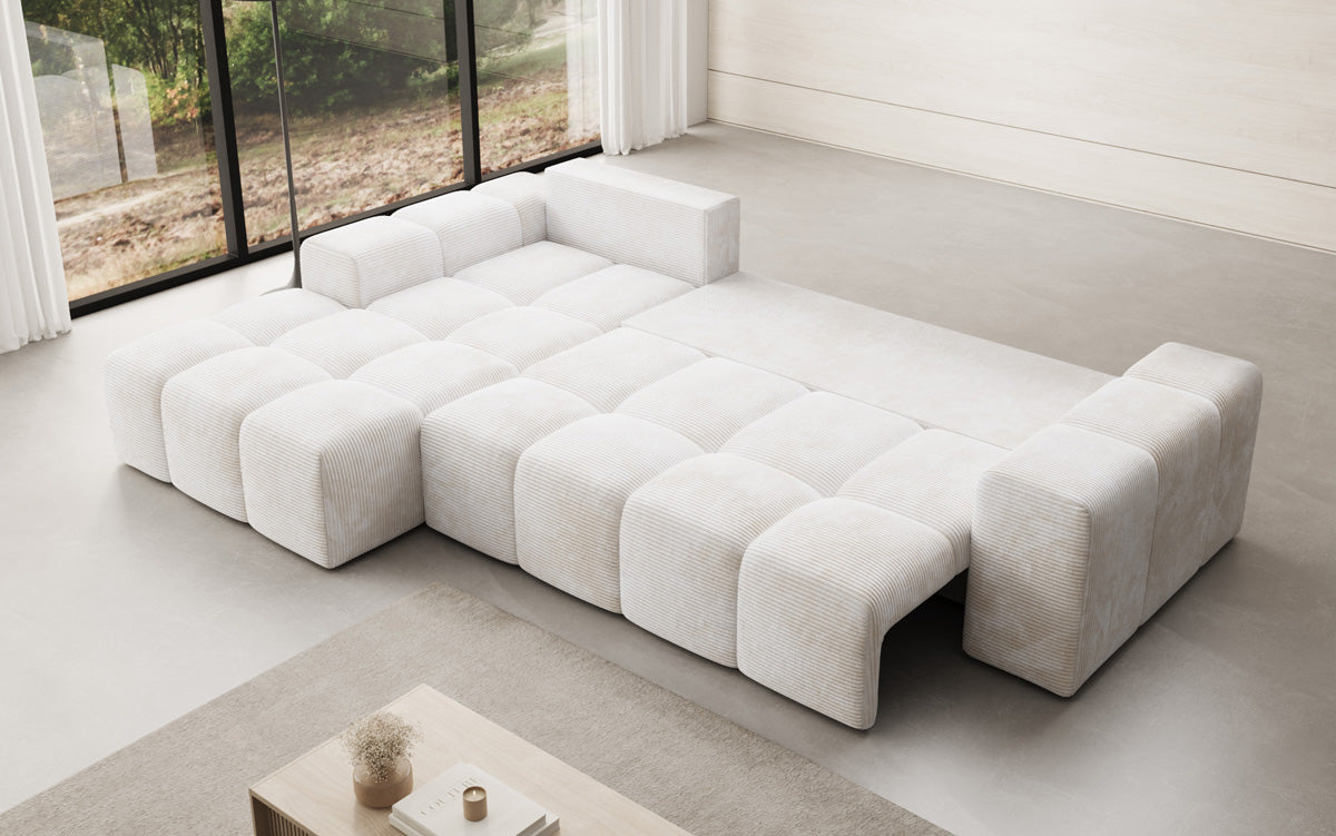 Designer Sofa Aila mit Schlaf- und Klappfunktion in Cord
