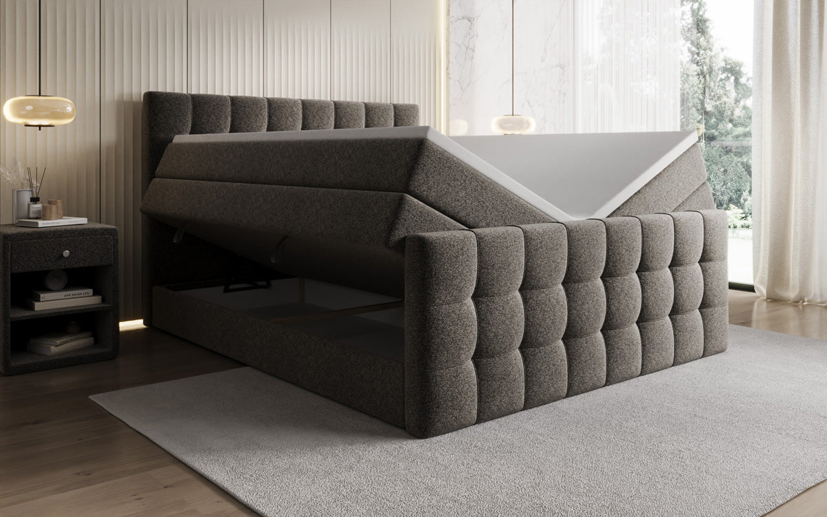 Boxspringbett Ascot in Strukturstoff mit Stauraum