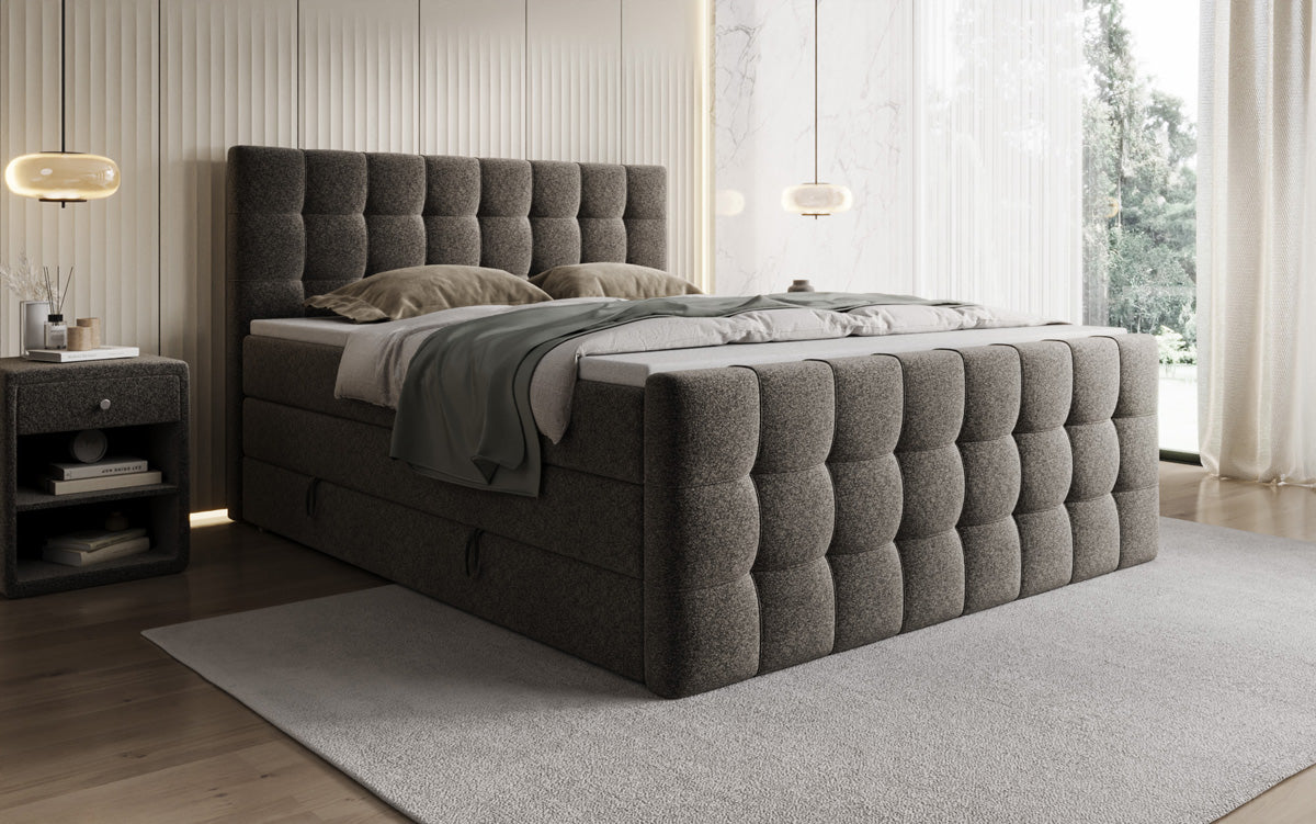 Boxspringbett Ascot in Strukturstoff mit Stauraum