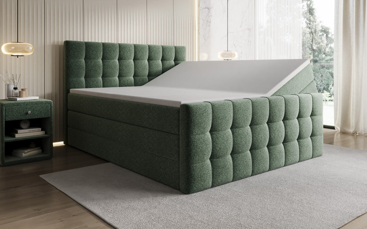 Boxspringbett Ascot in Strukturstoff mit Stauraum