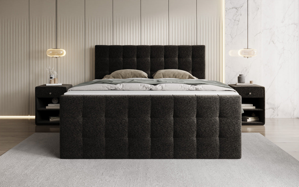 Boxspringbett Ascot in Strukturstoff mit Stauraum