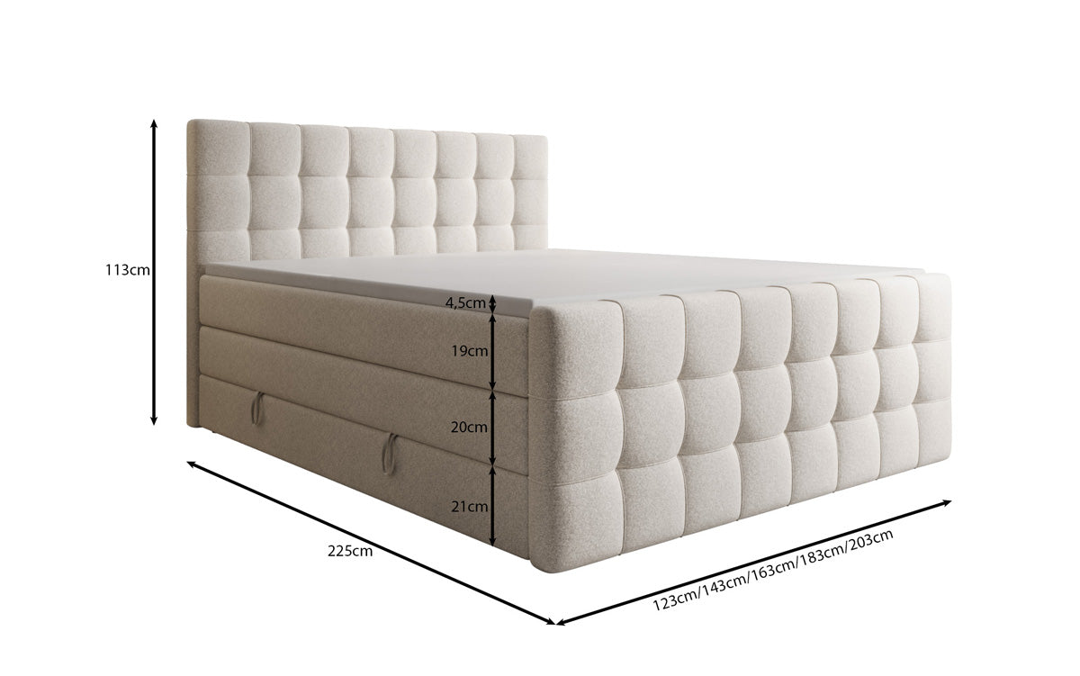 Boxspringbett Ascot in Strukturstoff mit Stauraum