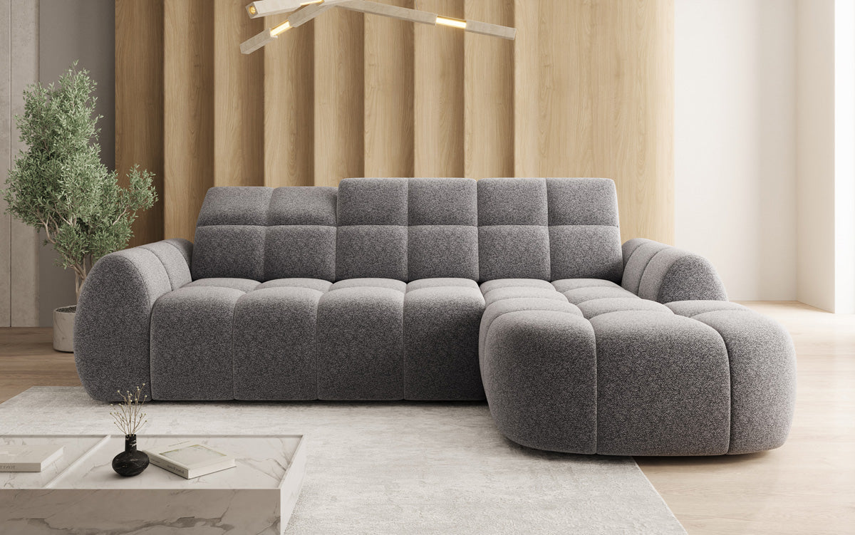 Designer Ecksofa Bjork in Strukturstoff mit elektrischer Sitzerweiterung