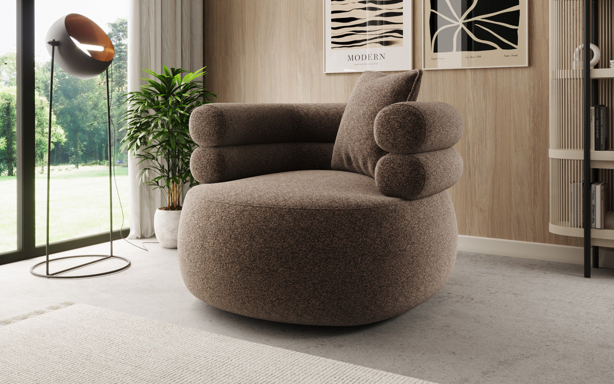 Designer Sofa-Sessel Lio in Strukturstoff - 360°-Drehfunktion