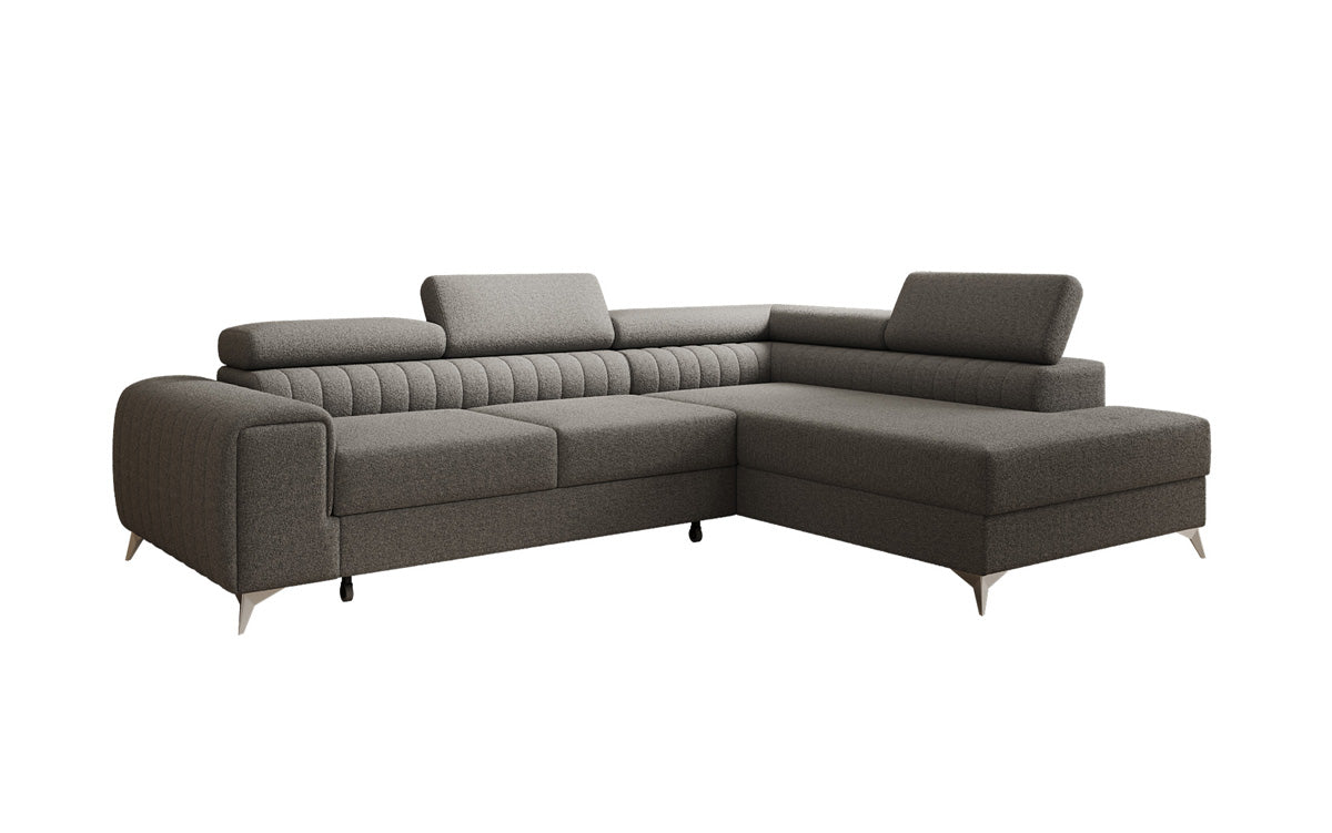 Designer Ecksofa Aurea mit Schlaf- und Klappfunktion in Bouclé