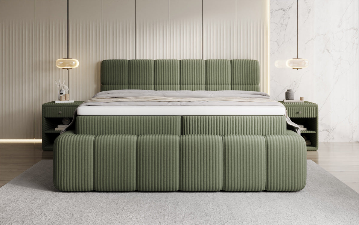 Boxspringbett Bombo in Cord mit Stauraum