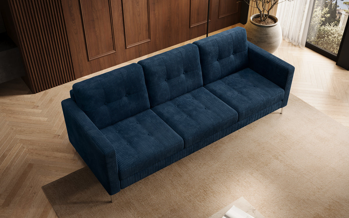 Designer 3 Sitzer Sofa Harvey mit Schlaf- und Klappfunktion in Cord