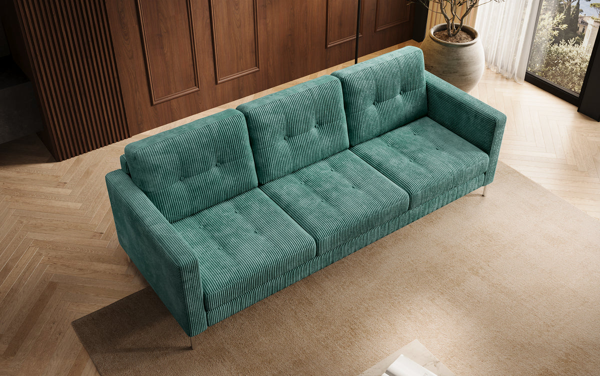Designer 3 Sitzer Sofa Harvey mit Schlaf- und Klappfunktion in Cord