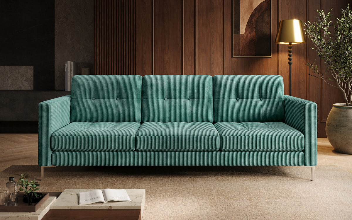 Designer 3 Sitzer Sofa Harvey mit Schlaf- und Klappfunktion in Cord