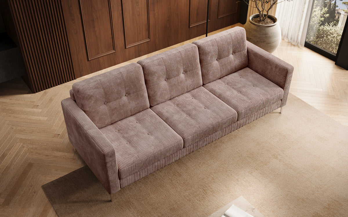 Designer 3 Sitzer Sofa Harvey mit Schlaf- und Klappfunktion in Cord