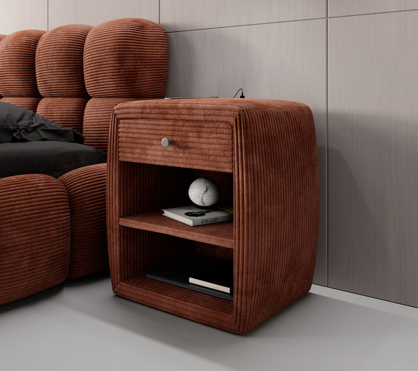 Designer Nachttisch Lilly mit USB Anschluss in Cord