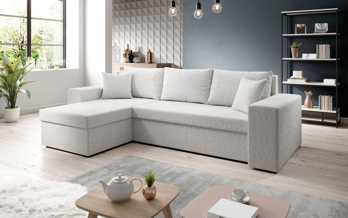 Designer Sofa Denver Bouclé mit Schlaf- und Klappfunktion
