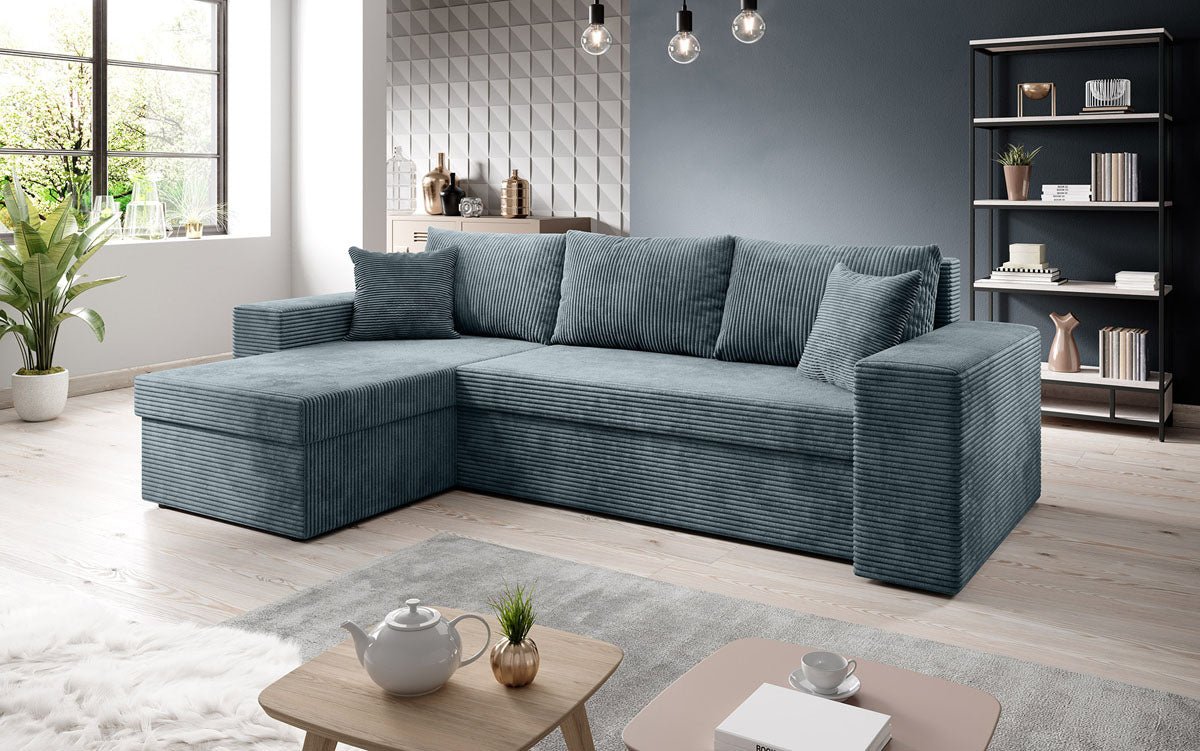 Designer Sofa Denver Cord mit Schlaf- und Klappfunktion