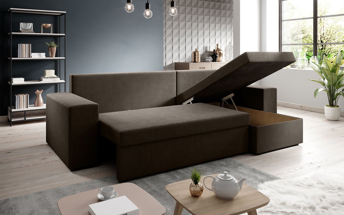 Designer Sofa Denver Stoff mit Schlaf- und Klappfunktion