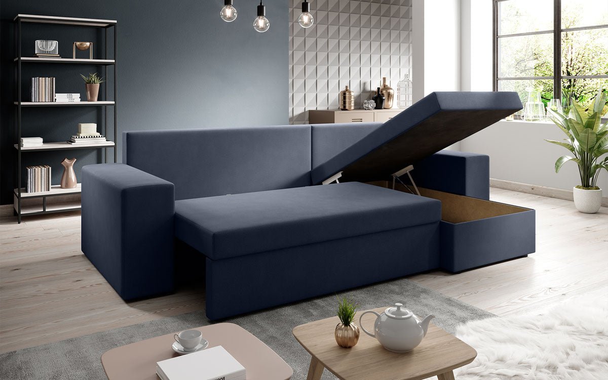 Designer Sofa Denver Stoff mit Schlaf- und Klappfunktion