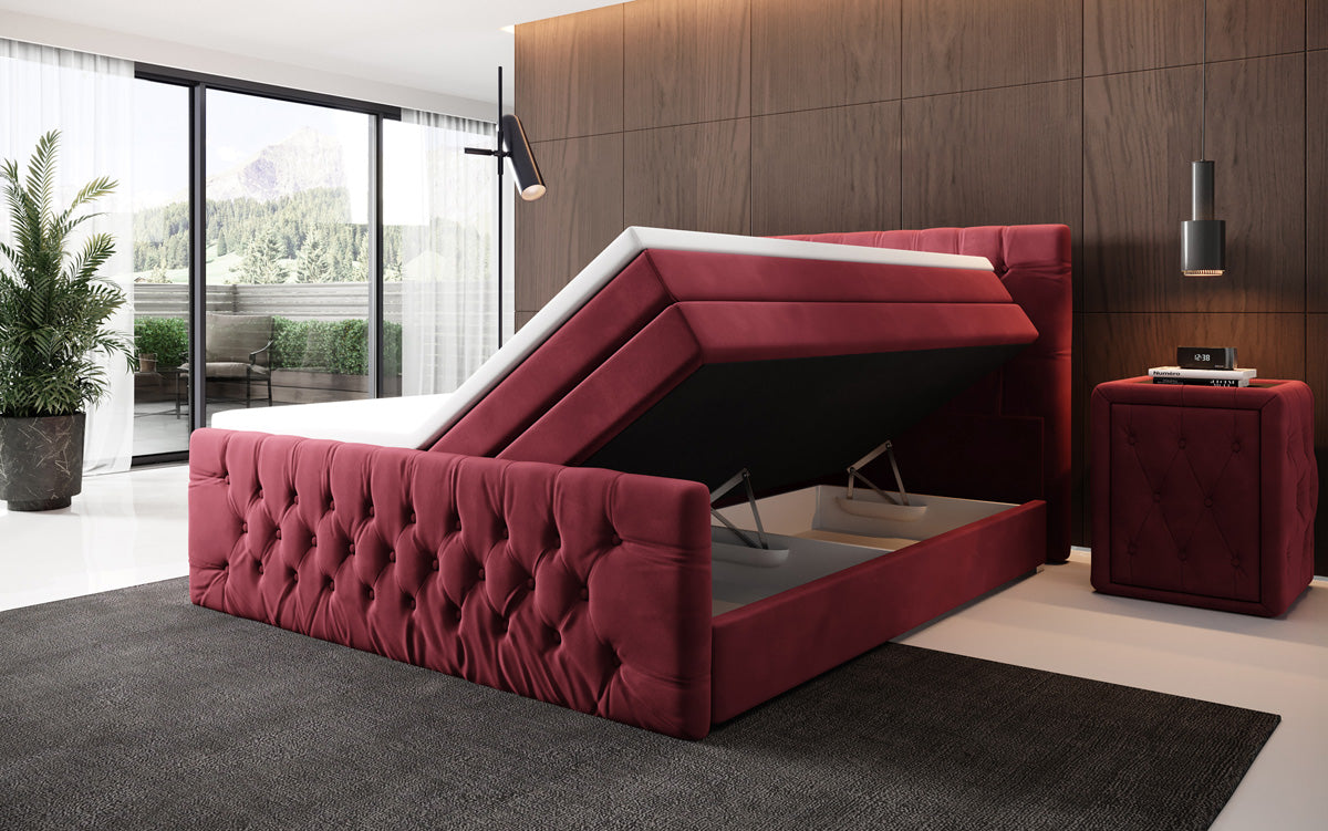 Boxspringbett Velutto mit Stauraum - Chesterfieldoptik